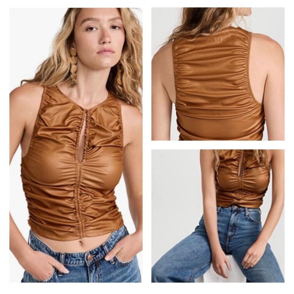 NEW Free People Ride Along Ruched Top in Cowgirl Size XL
